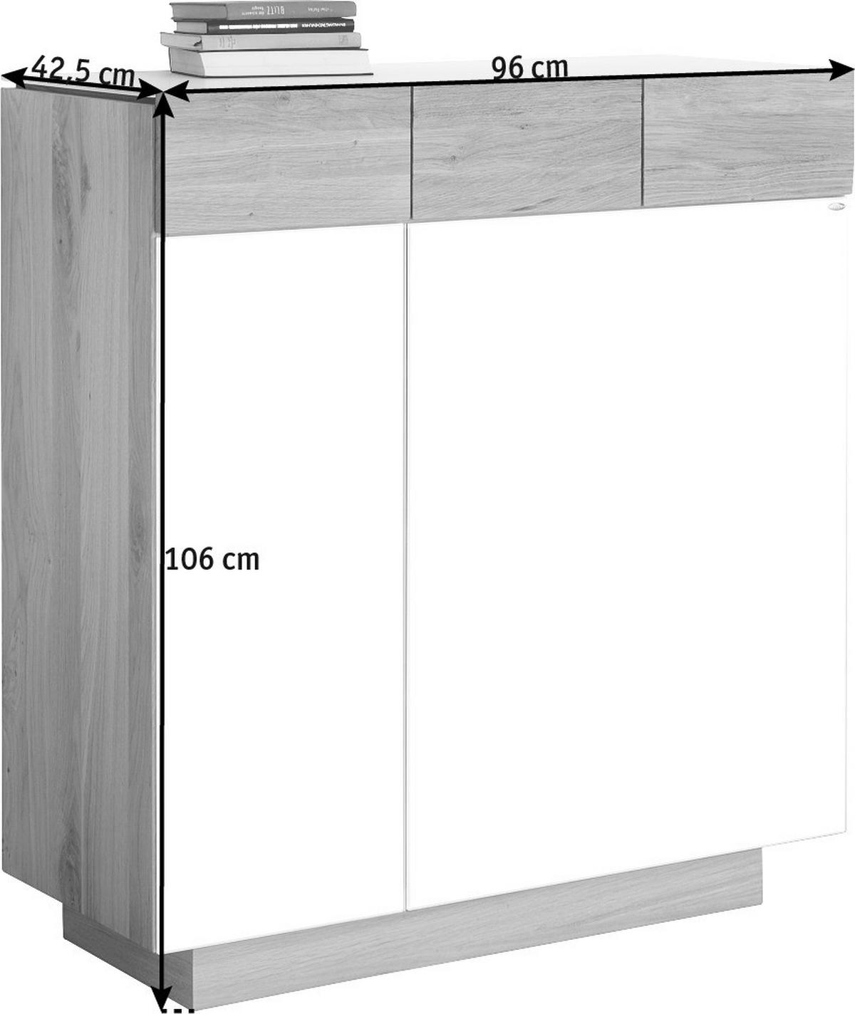 SCHUHSCHRANK Wildeiche massiv Eichefarben, Beige  - Eichefarben/Beige, Design, Glas/Holz (96/106/42,5cm) - Voglauer