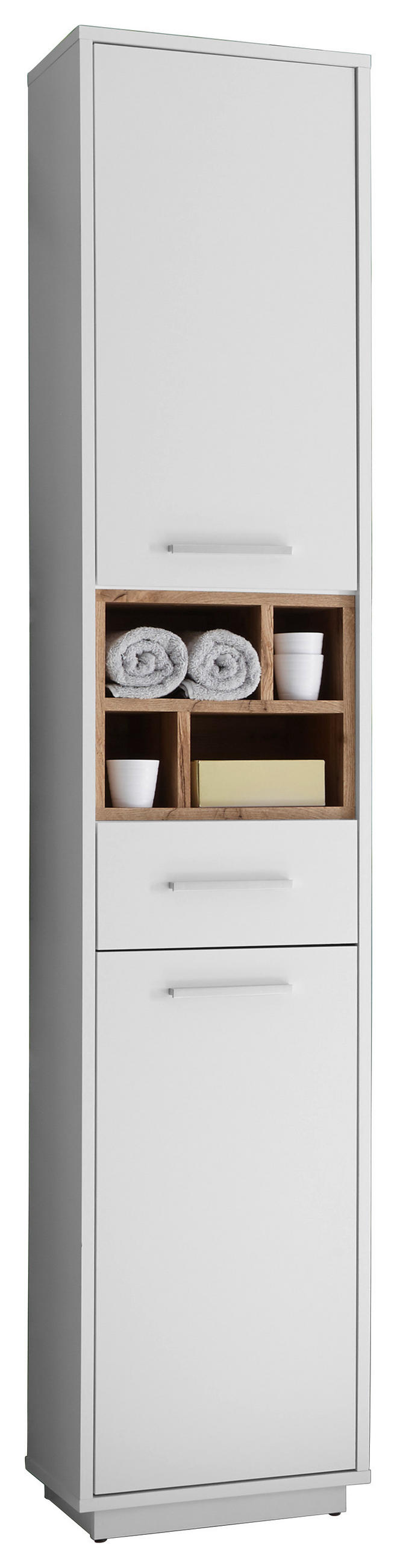 HOCHSCHRANK 38/190/30 cm  - Weiss/Eichefarben, Design, Holzwerkstoff/Kunststoff (38/190/30cm) - MID.YOU