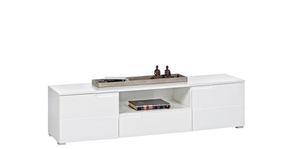 LOWBOARD Weiß, Weiß Hochglanz  - Weiß Hochglanz/Silberfarben, Design, Holzwerkstoff/Kunststoff (165/42/40cm) - Carryhome