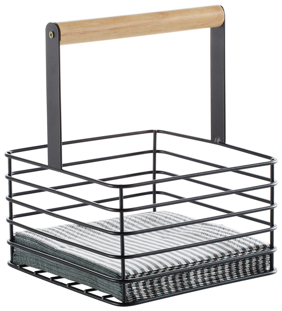 FÖRVARINGSKORG 18/18/22.5 cm   - svart/naturfärgad, Trend, metall/trä (18/18/22.5cm) - Homeware Profession.