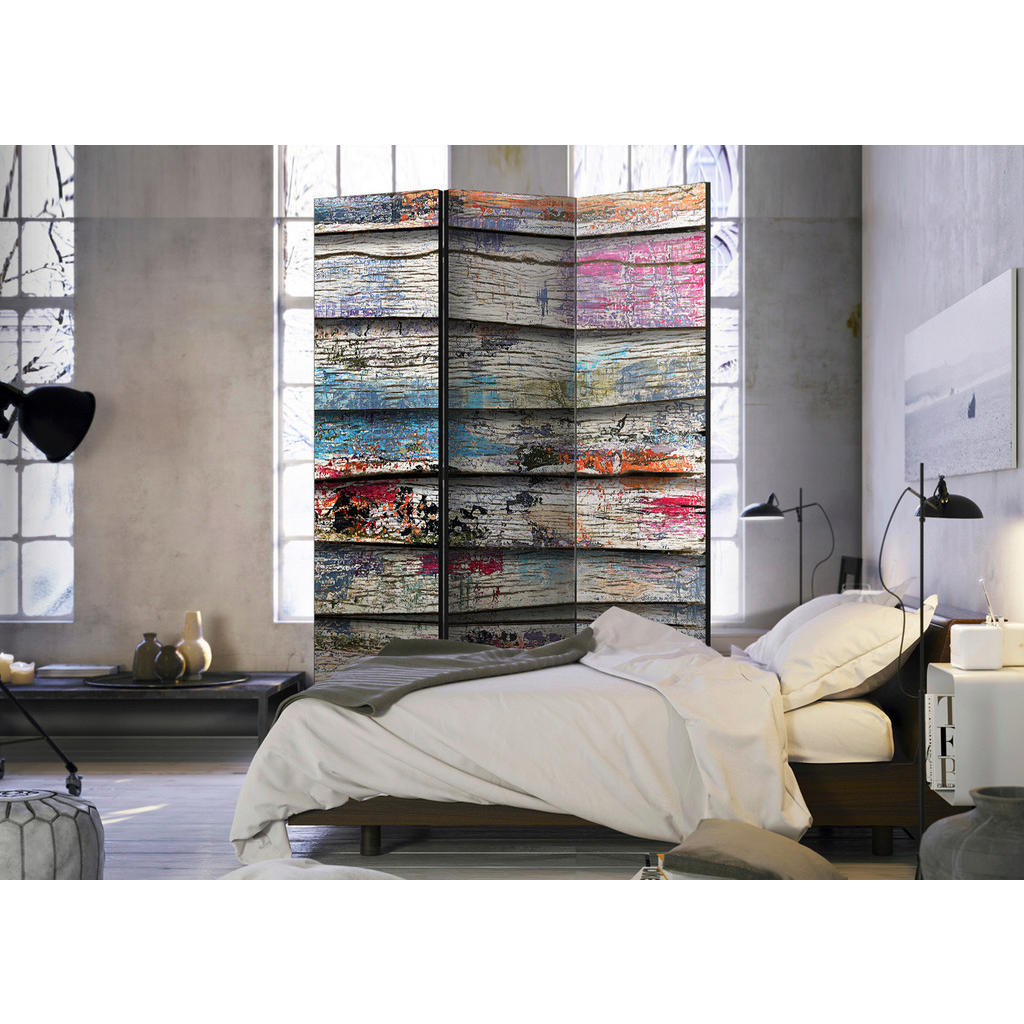 Thumbnail - artgeist Paravent, Mehrfarbig, Holz, Textil, Kiefer, massiv, Abstraktes, 135x172x3 cm, Motiv auf Vorder- und Rückseite, ...
