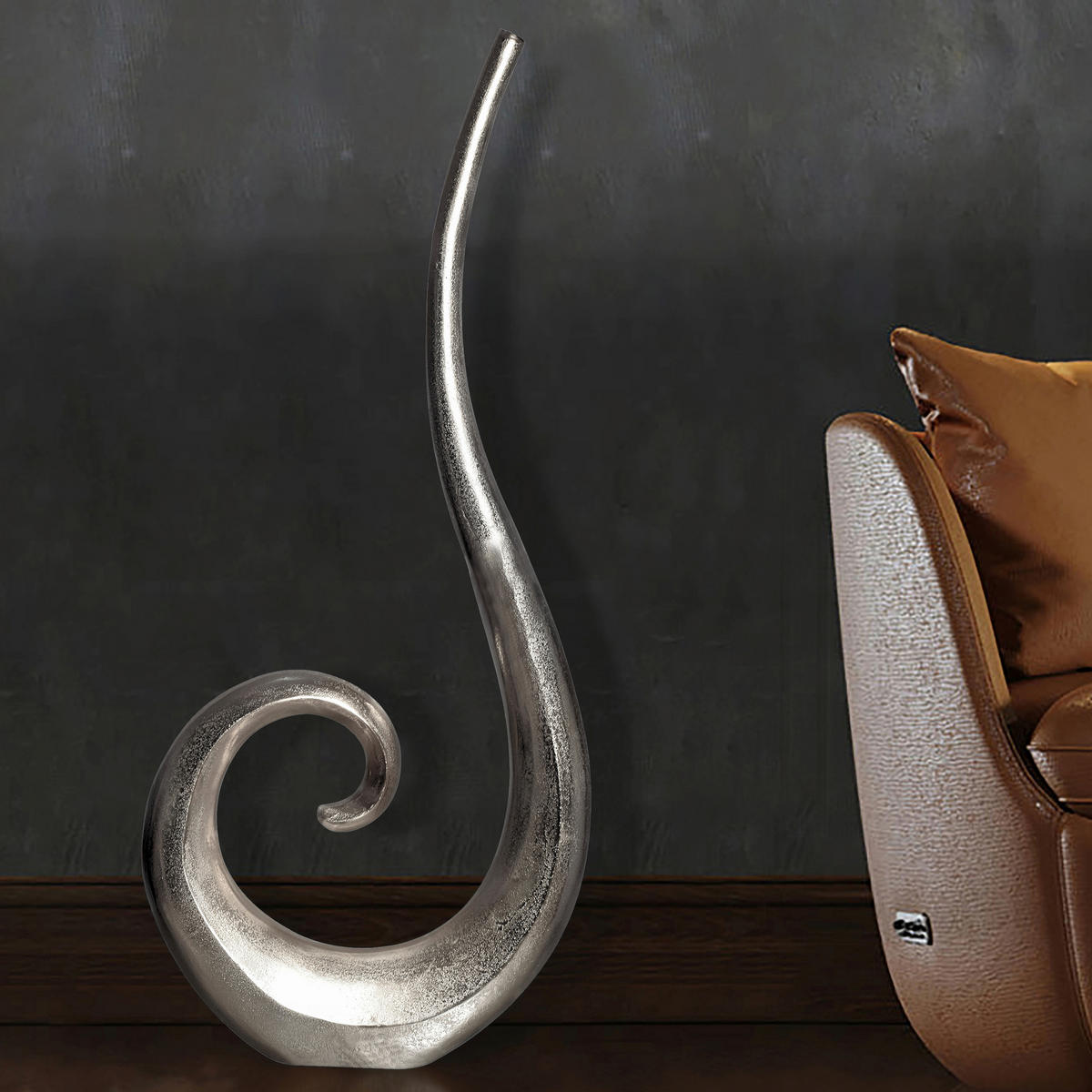 DEKOVASE  - Silberfarben, Design, Metall (48/100/10cm) - Livetastic