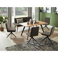 STUHL Webstoff Schwarz, Graubraun  - Graubraun/Schwarz, Design, Textil/Metall (46,5/87/64cm) - Voleo