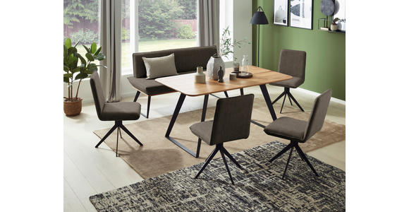 STUHL Webstoff Schwarz, Graubraun - Graubraun/Schwarz, Design, Textil/Metall (46,5/87/64cm) - Voleo