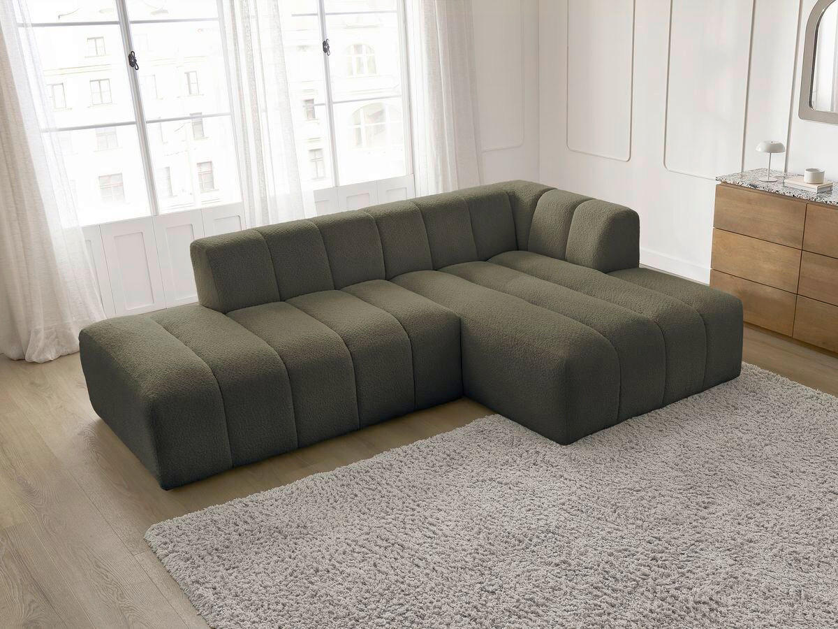 ECKSOFA  ANNECY Grün Bouclé  - Schwarz/Grün, MODERN, Kunststoff/Textil (262/170cm)