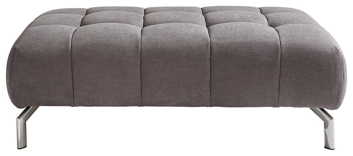 HOCKER Chenille Grau  - Chromfarben/Grau, Design, Textil (126/42/76cm) - Beldomo Style