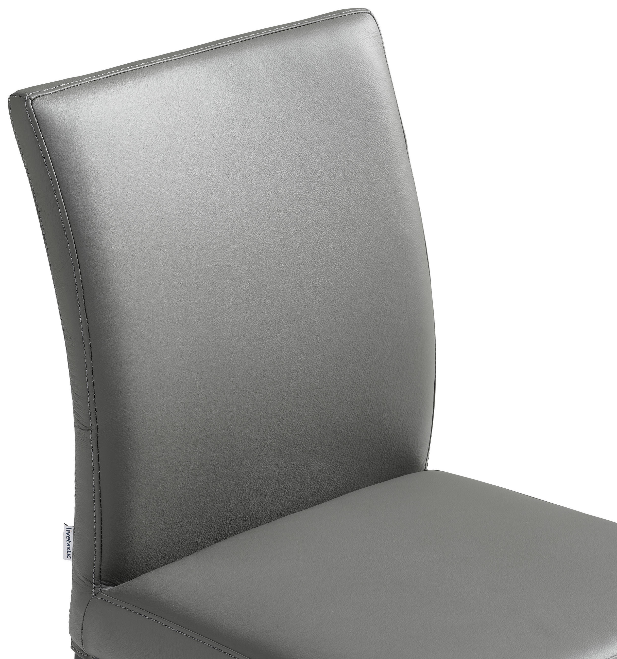 Thumbnail - Livetastic Stuhl, Anthrazit, Metall, Leder, Echtleder, Büffelleder, eckig, 45.5x86x57.5 cm, Esszimmer, Stühle, Esszimmer...