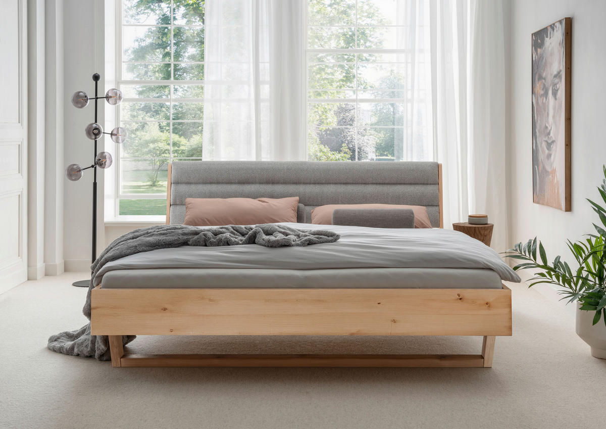 POSTEĽ, 200/200 cm, farba smreka - sivá/farba smreka, Modern, drevo/textil (200/200cm) - Livetastic