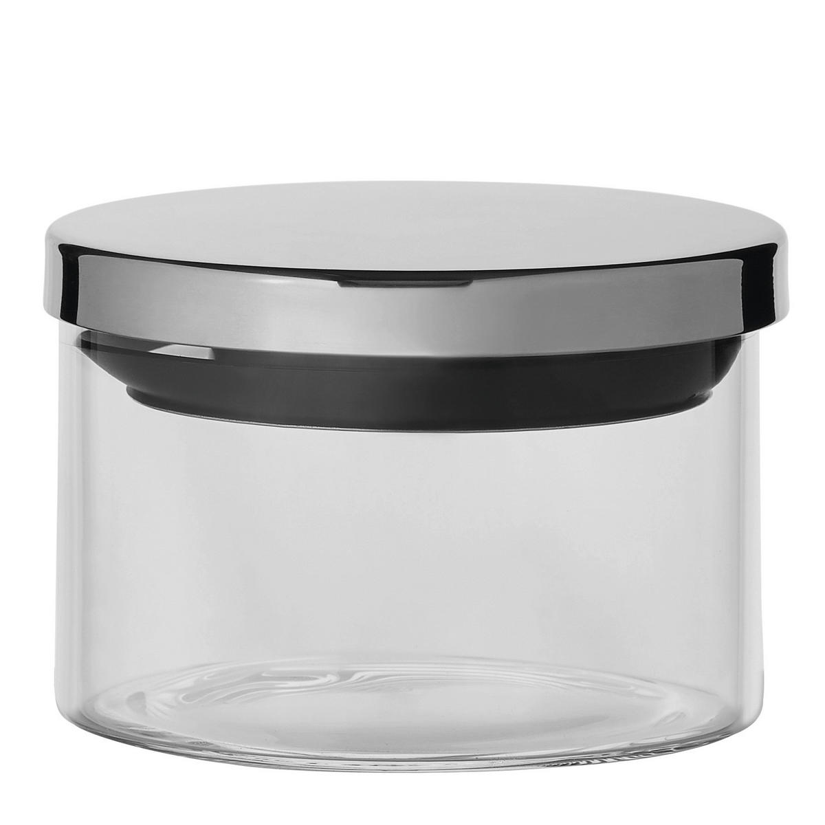 RECIPIENT DEPOZITARE ALIMENTE  0,4 l  - străveziu/culoare inox, Basics, sticlă/metal (9,5/7cm) - Homeware Profession.