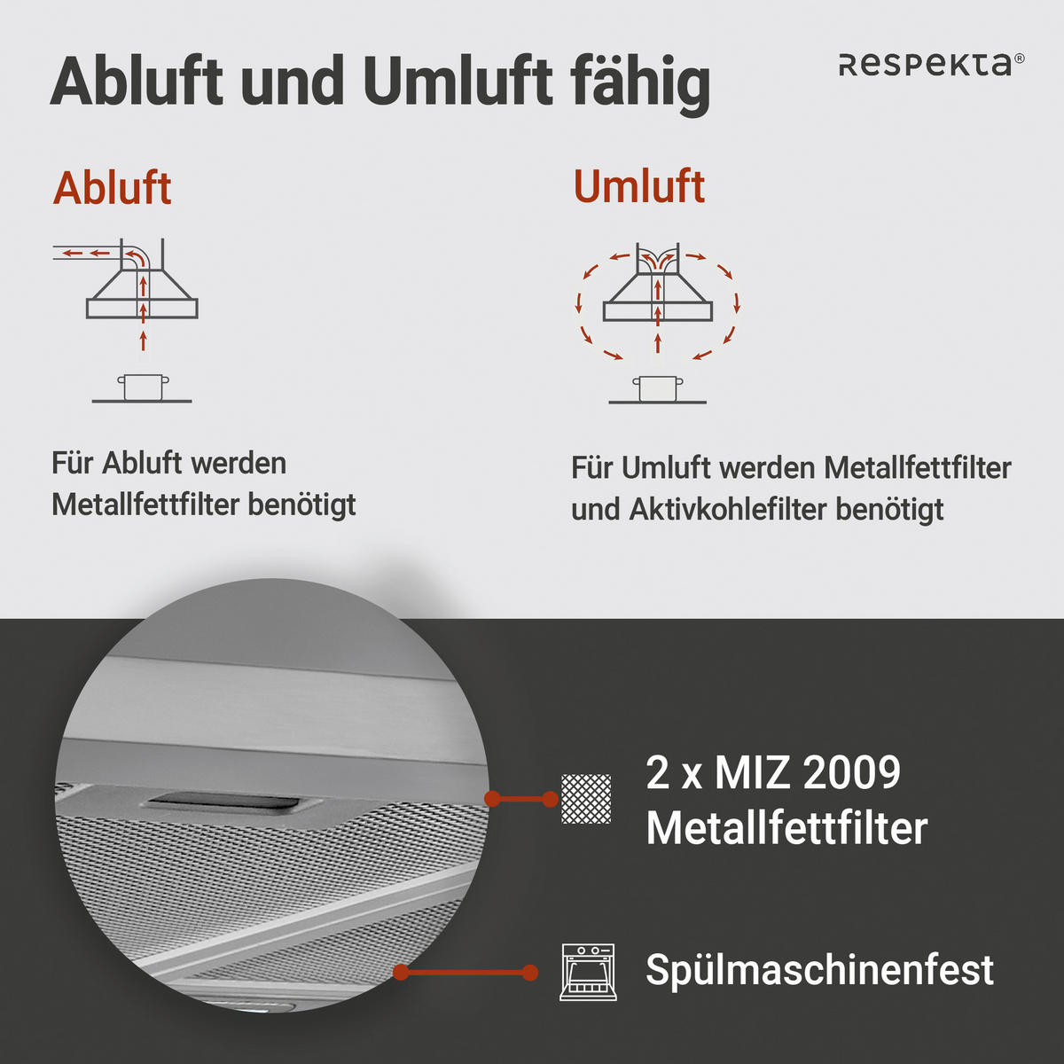 DUNSTABZUGSHAUBE CH22098IXB  - Edelstahlfarben, Trend, Glas/Metall (60/48-86/50cm) - Respekta