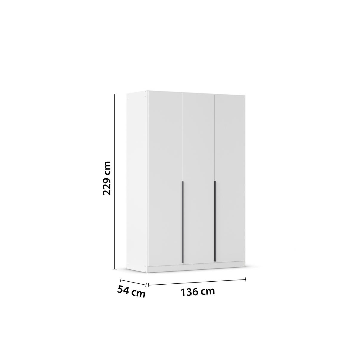 DREHTÜRENSCHRANK  in Weiß  - Weiß/Grau, MODERN, Holzwerkstoff (136/229/54cm) - Rauch Möbel