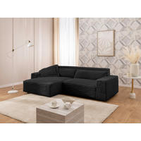 ECKSOFA Curduroy in Cord Anthrazit Rückenkissen  251/142 cm  - Anthrazit/Schwarz, Design, Kunststoff/Textil (251/142cm) - P & B