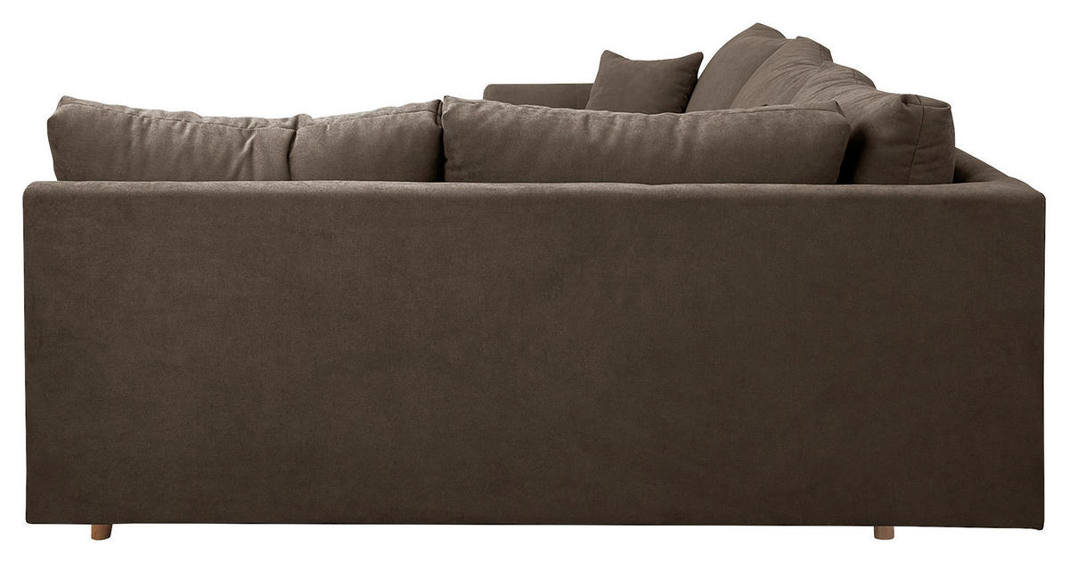 ECKSOFA Ariella Braun Mikrofaser  - Naturfarben/Braun, Design, Holz/Textil (231/161cm) - Livetastic