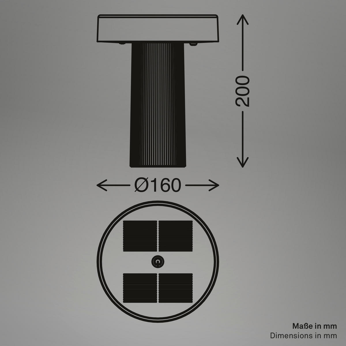 AKKU-TISCHLEUCHTE 16/20 cm  - Anthrazit, Design, Kunststoff (16/20cm)