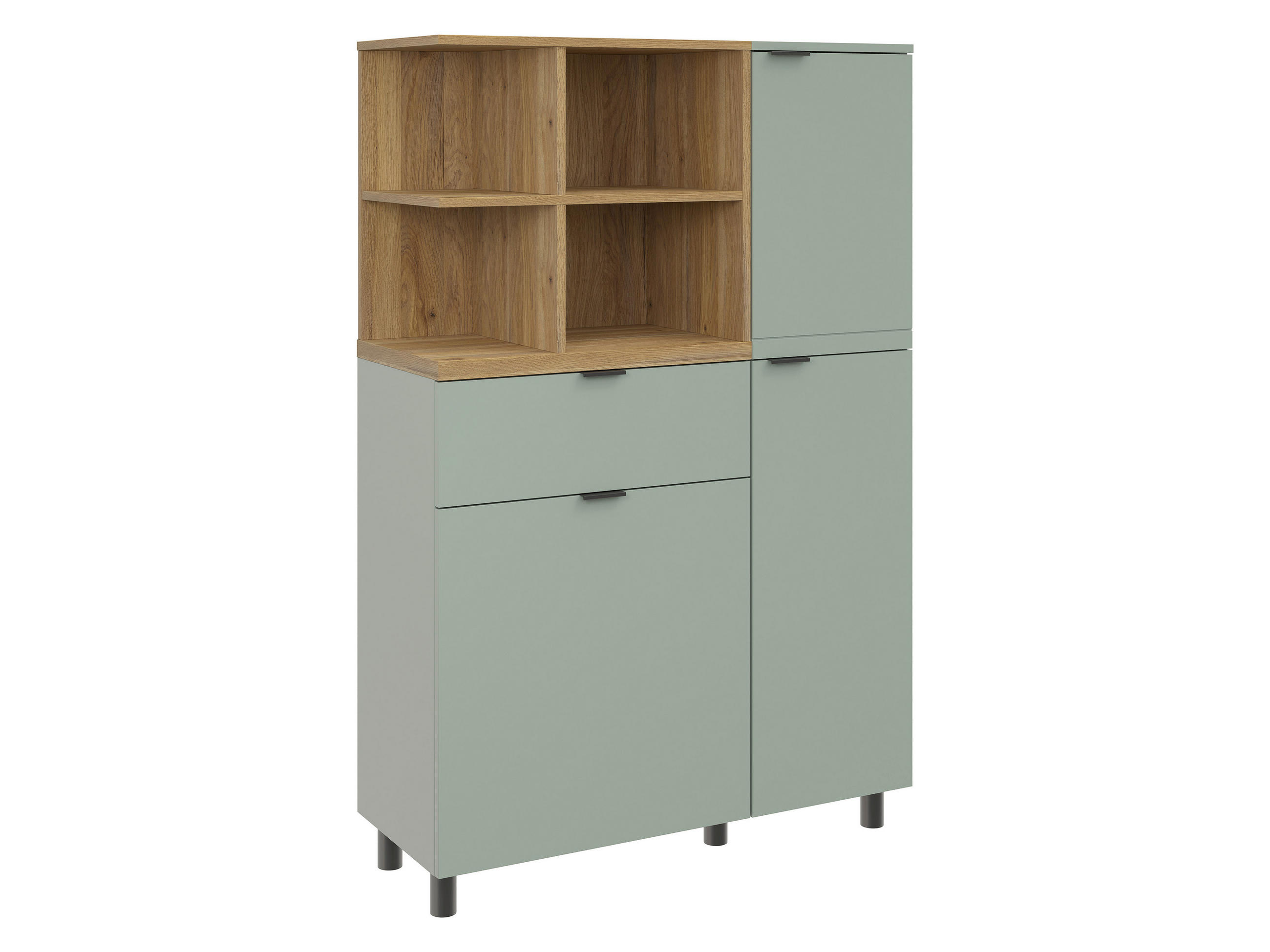 HIGHBOARD Eichefarben, Salbeigrün  95,3/146,2/37 cm  - Eichefarben/Salbeigrün, Modern, Holzwerkstoff/Metall (95,3/146,2/37cm) - Carryhome