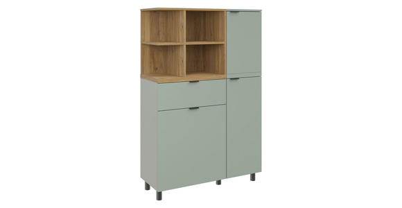 HIGHBOARD Eichefarben, Salbeigrün  95,3/146,2/37 cm  - Eichefarben/Salbeigrün, MODERN, Holzwerkstoff/Metall (95,3/146,2/37cm) - Carryhome