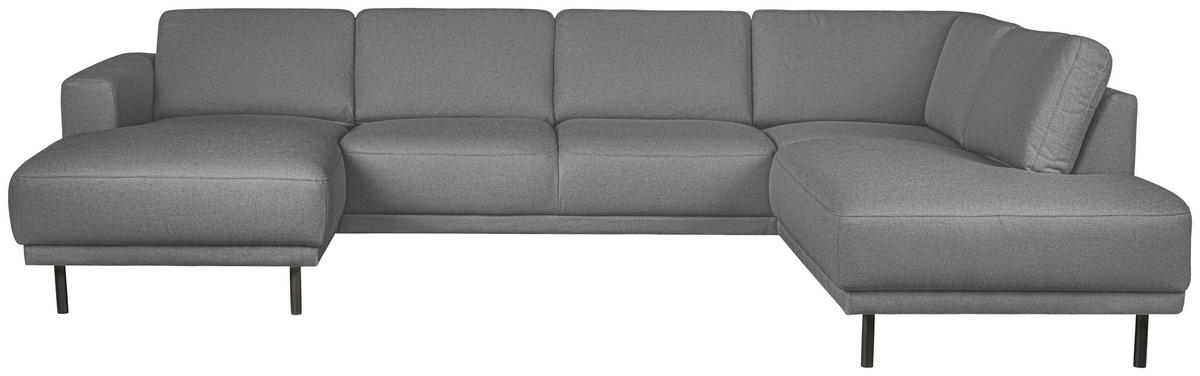 SOFFA i flatväv grå  - svart/grå, Design, metall/trä (310/78/197cm) - Pure Home Comfort