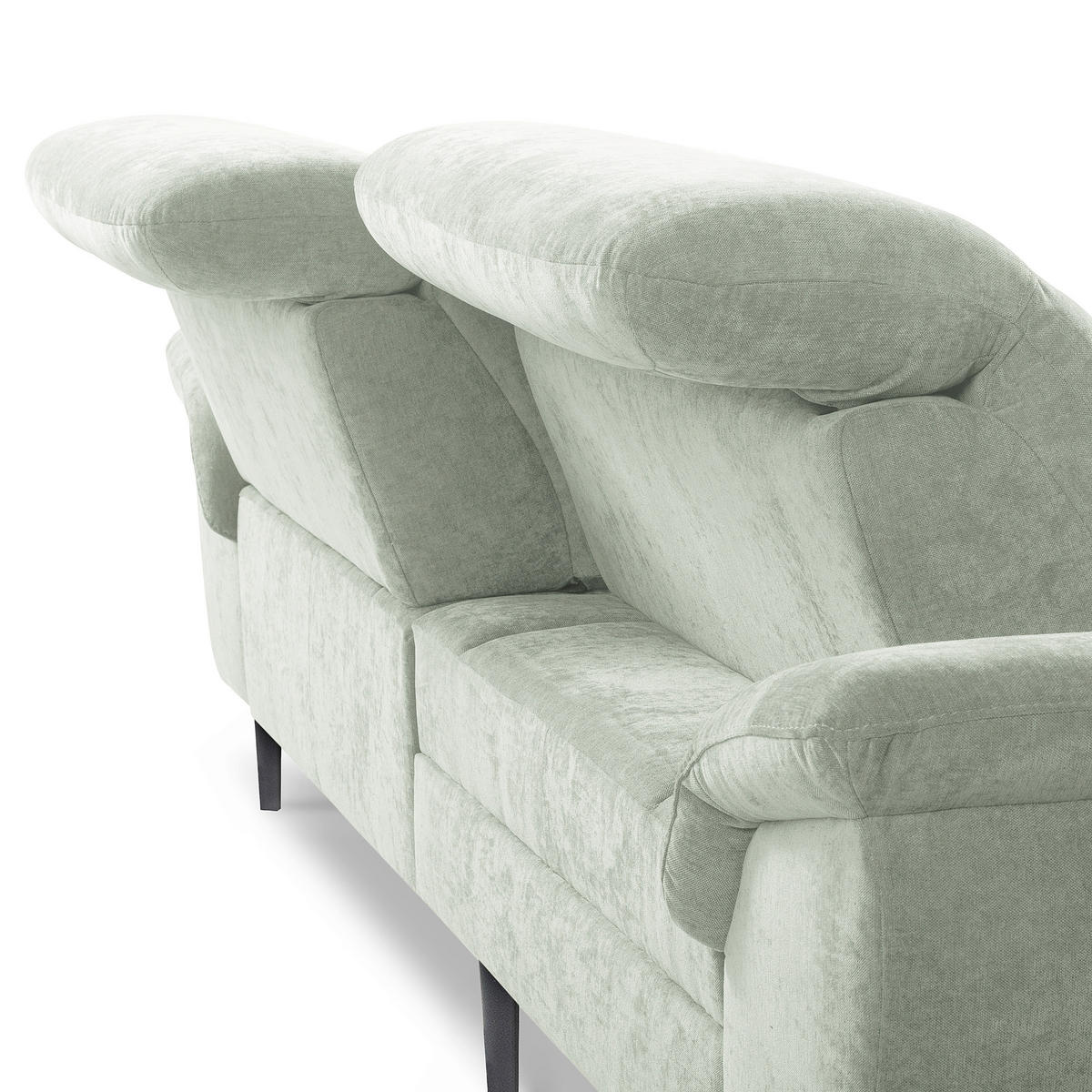 ECKSOFA PRADO Mintgrün Webstoff Bettkasten, Kopfteilverstellung, Sitztiefenverstellung  - Schwarz/Mintgrün, Design, Textil/Metall (195/268cm) - Livetastic
