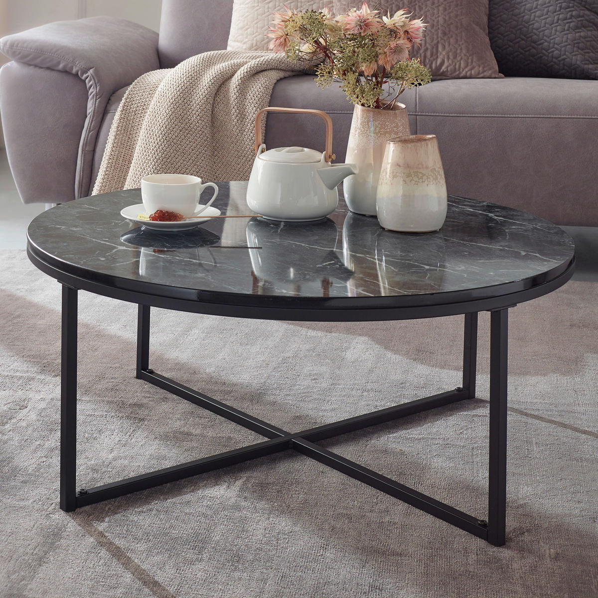 COUCHTISCH in Holzwerkstoff  - Schwarz, Konventionell, Holzwerkstoff/Metall (80/36cm) - MID.YOU