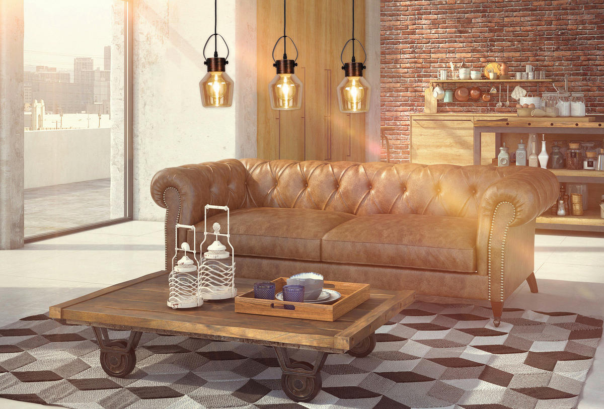 HÄNGELEUCHTE Alex 14/128 cm   - Gelb, Trend, Glas/Metall (14/128cm) - Näve