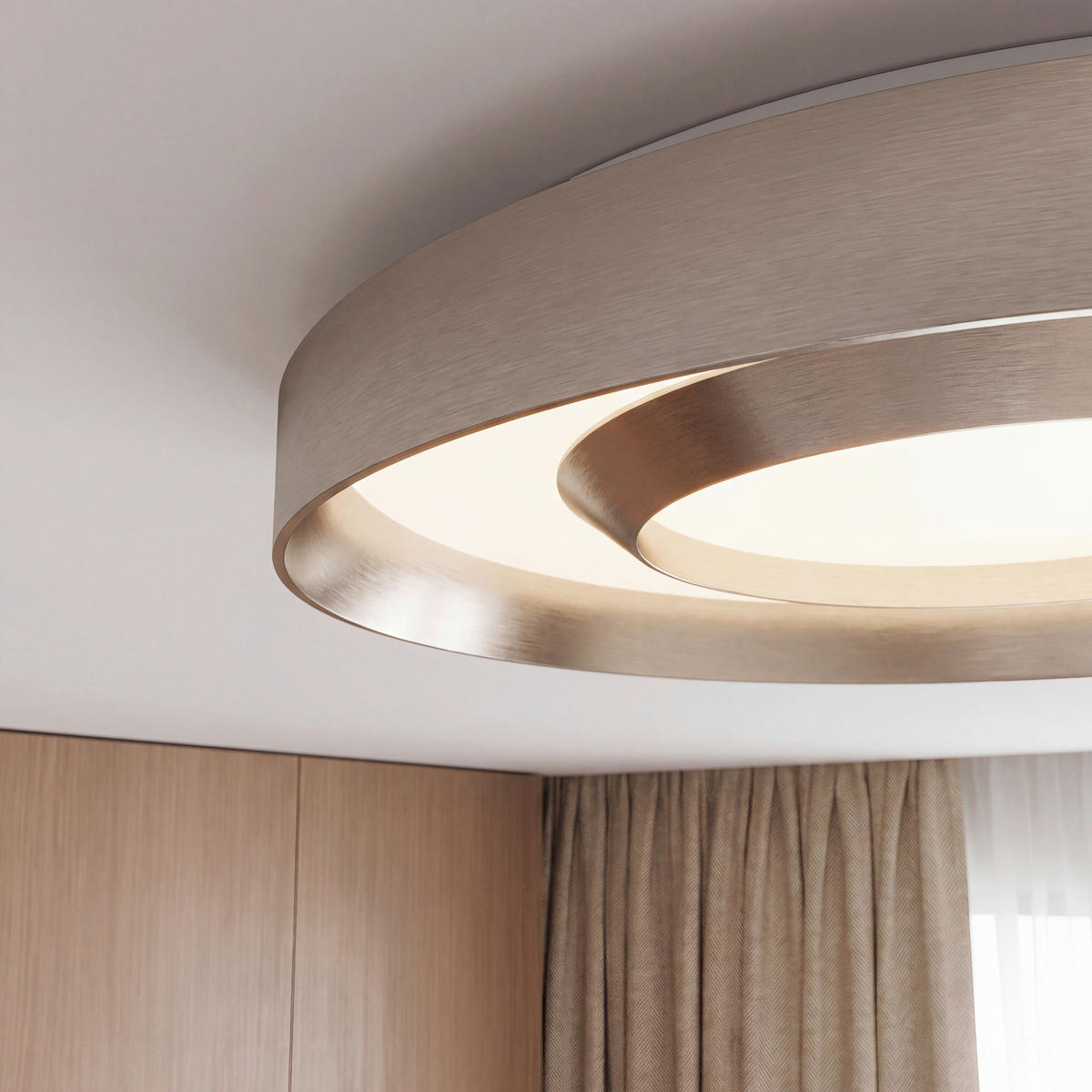 LED-DECKENLEUCHTE Avoir 40/8 cm  - Champagner/Goldfarben, Design, Kunststoff/Metall (40/8cm) - Novel