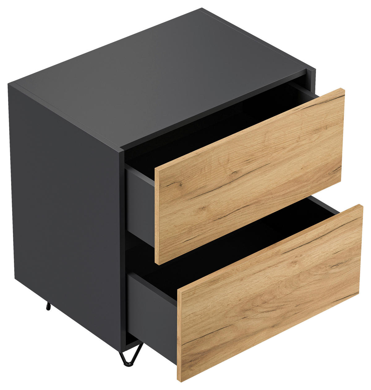 NACHTTISCH 61,2/65/42 cm  - Eichefarben/Graphitfarben, Basics, Holzwerkstoff/Metall (61,2/65/42cm) - MID.YOU