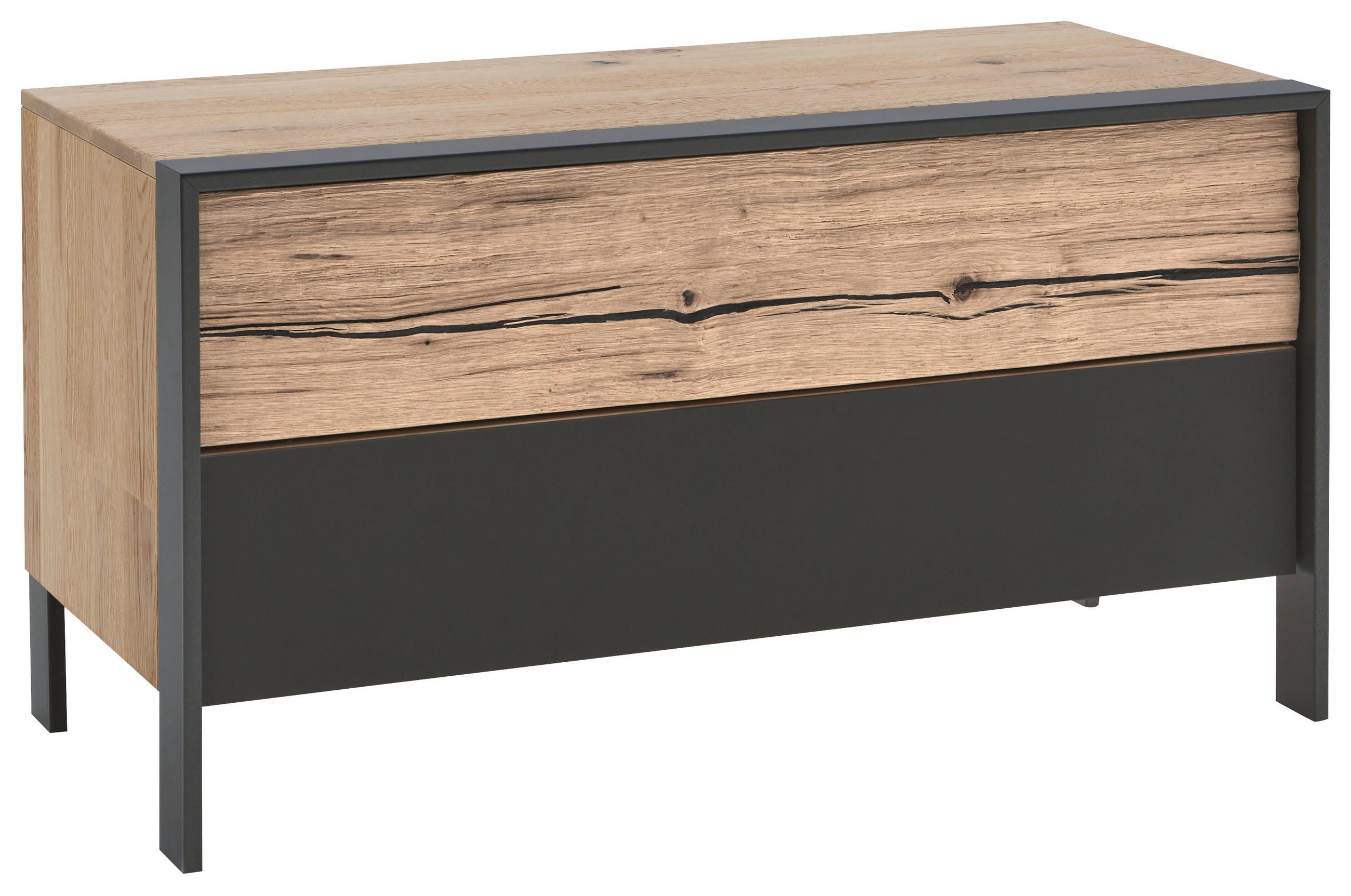 GARDEROBENBANK 99/52,6/44,6 cm  - Eichefarben/Grau, Natur, Glas/Holz (99/52,6/44,6cm) - Valdera