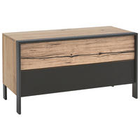 GARDEROBENBANK 99/52,6/44,6 cm  - Eichefarben/Grau, Natur, Glas/Holz (99/52,6/44,6cm) - Valdera