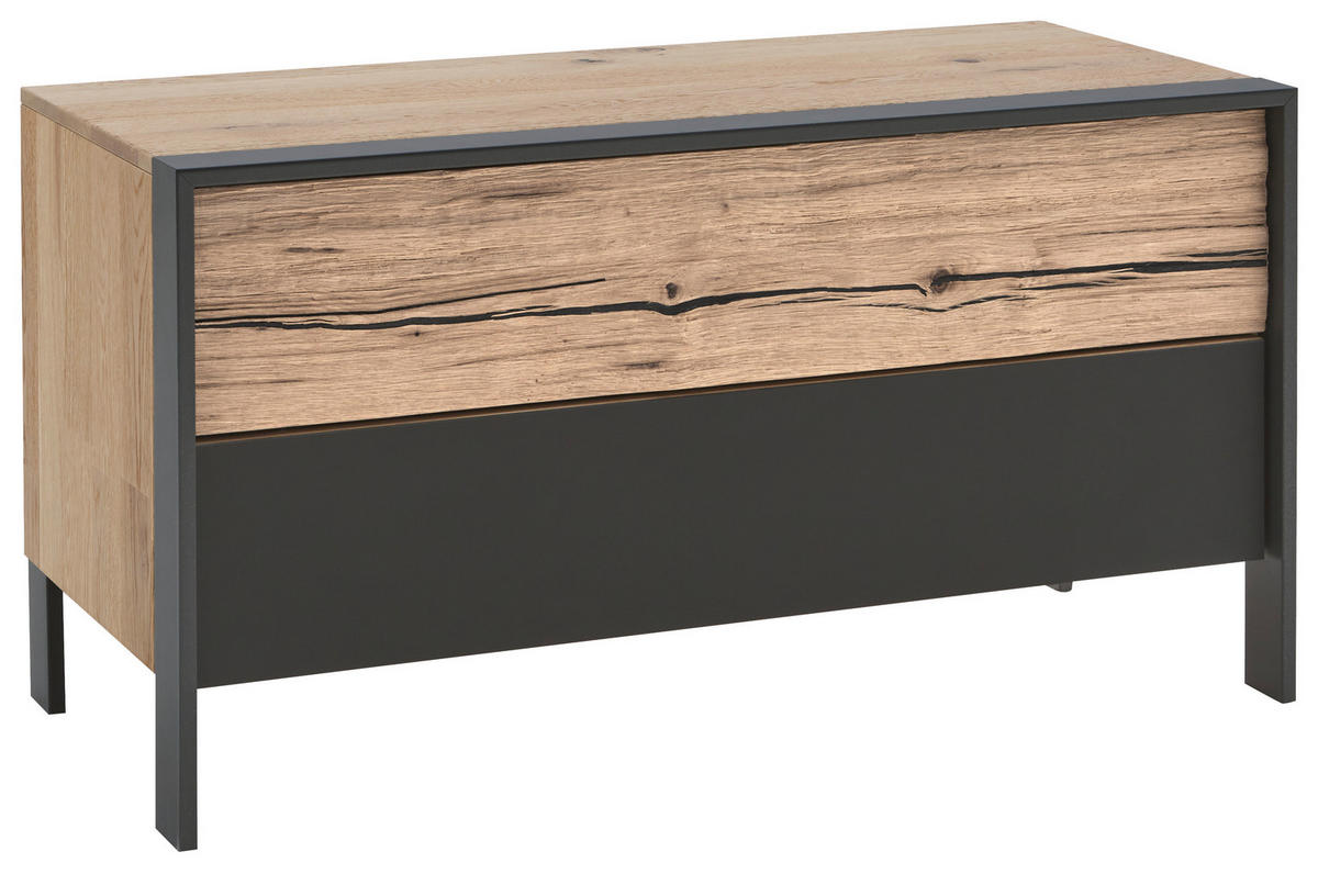 GARDEROBENBANK 99/52,6/44,6 cm  - Eichefarben/Grau, Natur, Glas/Holz (99/52,6/44,6cm) - Valdera