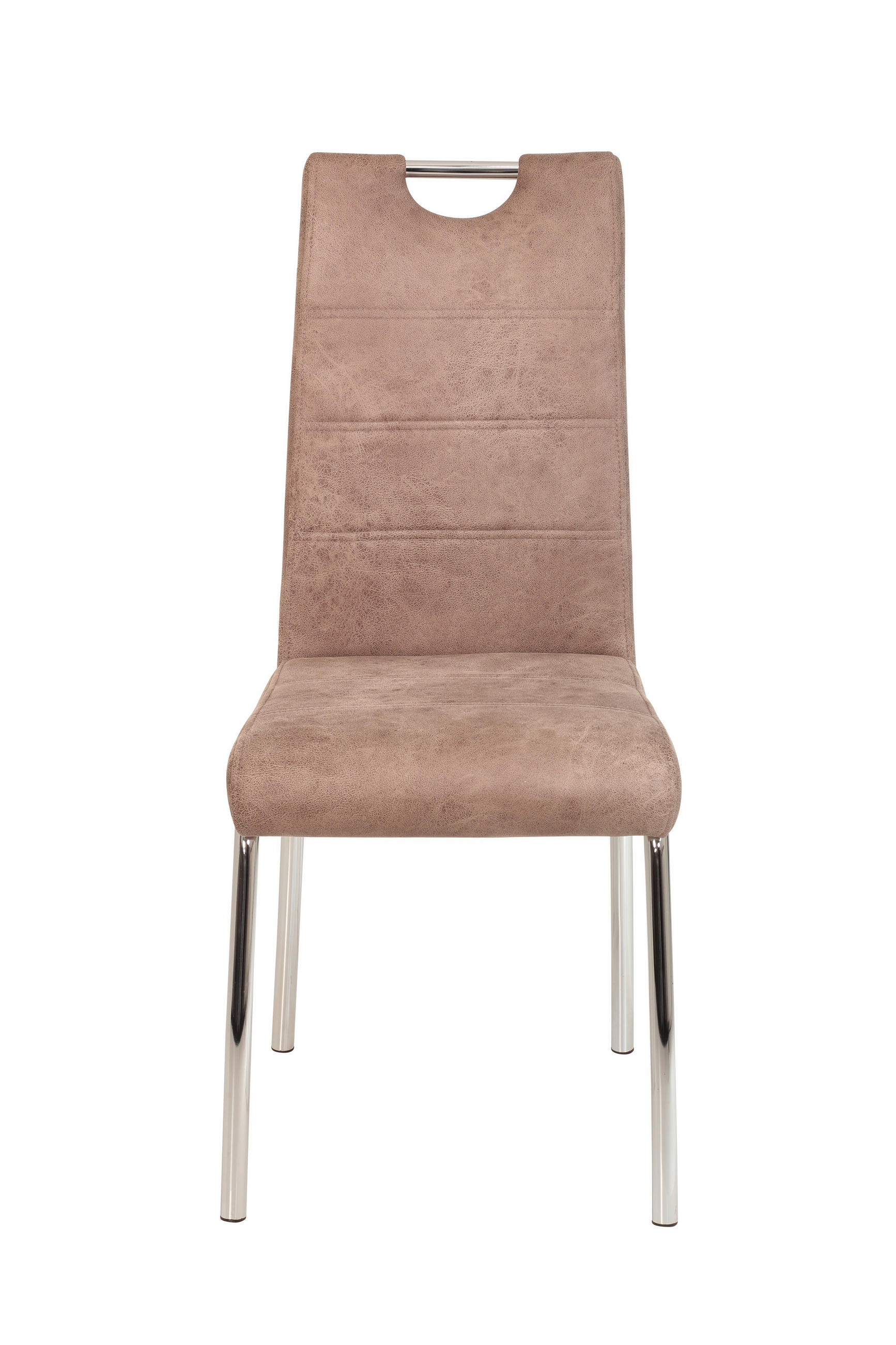 STUHL-SET 2 Stück  in Stahl Mikrofaser Metall, Textil  - Chromfarben/Beige, MODERN, Textil/Metall (44/98/61cm) - MID.YOU