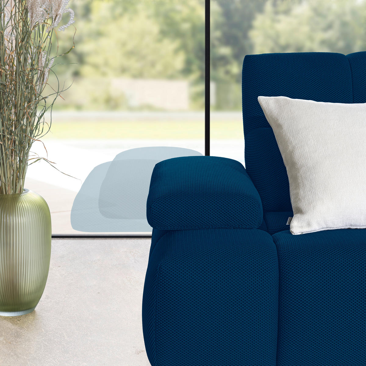 ECKSOFA in Struktur Blau  - Blau/Schwarz, Design, Kunststoff/Textil (313/233cm) - Emilio Belluti