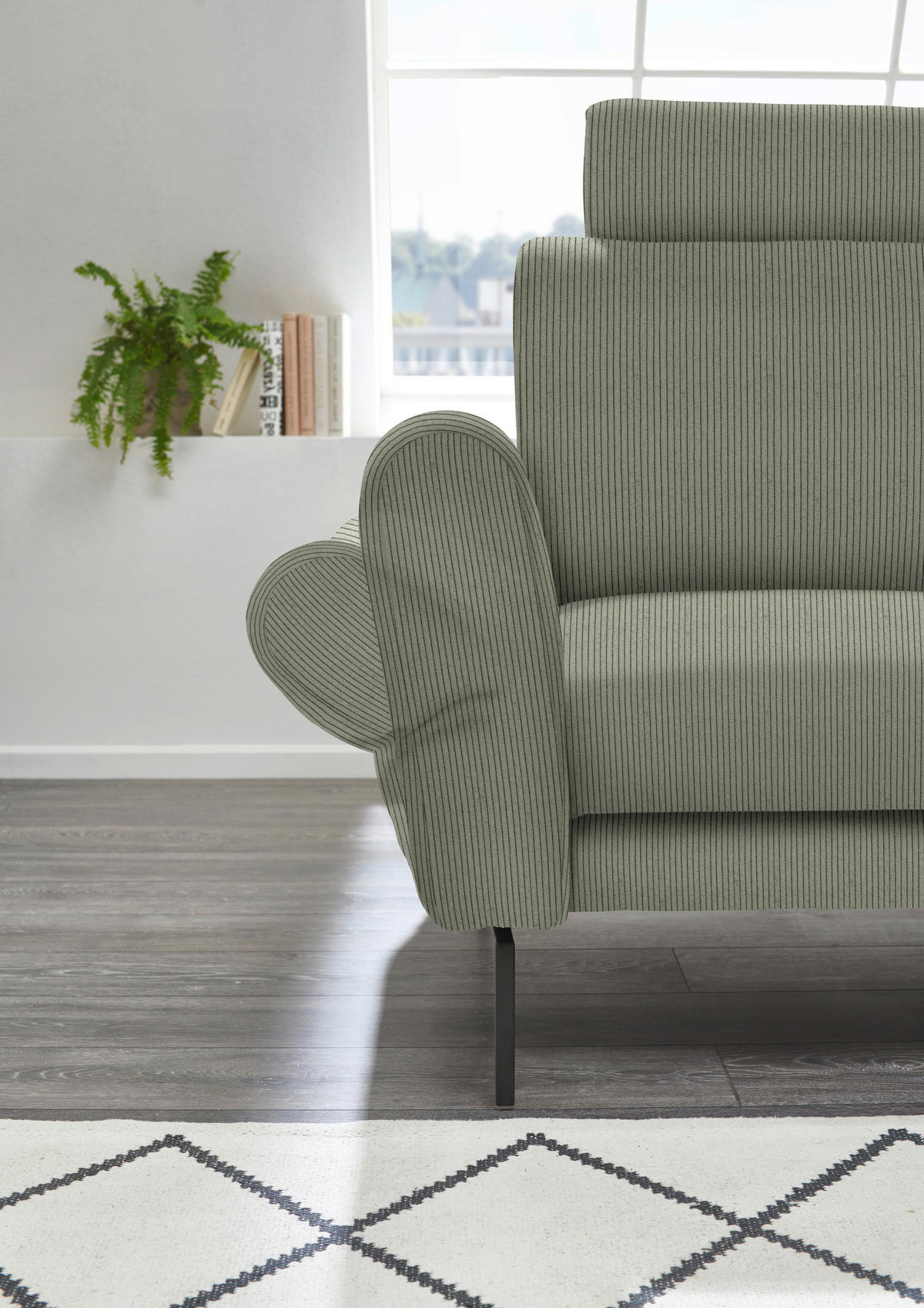 ECKSOFA in Velours, Feincord Braun, Grün  - Schwarz/Braun, Design, Textil/Metall (254/280cm) - Beldomo Style