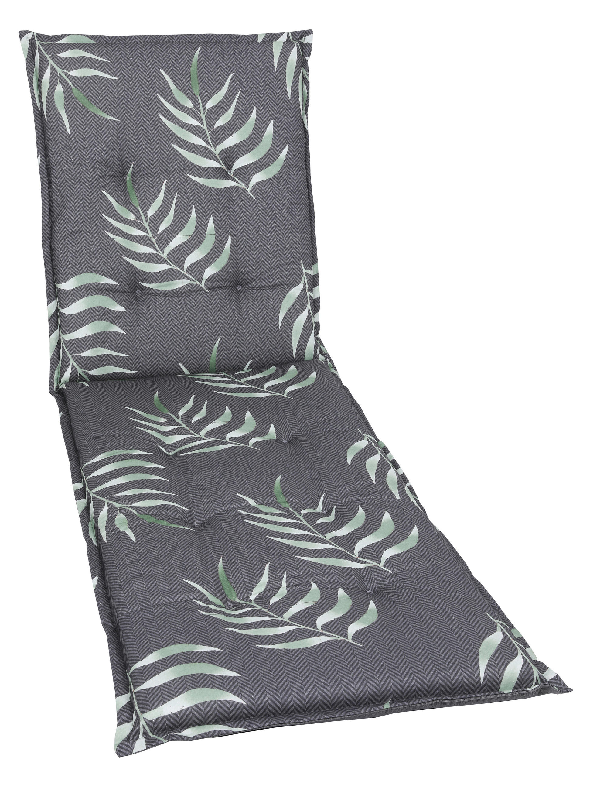 LIEGENAUFLAGE in Anthrazit, Grün Blätter  - Anthrazit/Grün, Design, Textil (60/190cm)