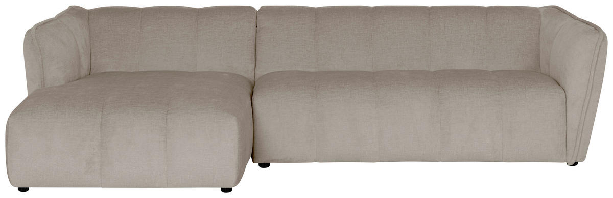 ECKSOFA LIVOLI in Chenille Creme  246/160 cm  - Creme/Schwarz, Design, Textil (246/160cm) - MID.YOU