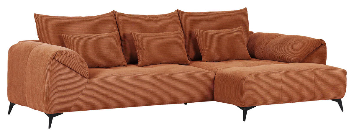 ECKSOFA in Cord Rostfarben  - Rostfarben/Schwarz, Konventionell, Textil/Metall (311/176cm) - Carryhome