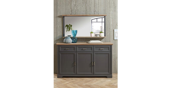 SIDEBOARD Eiche Artisan Befestigungsmaterial  - Graphitfarben/Eiche Artisan, ROMANTIK / LANDHAUS, Holzwerkstoff/Metall (166/102/48cm) - Hom`in