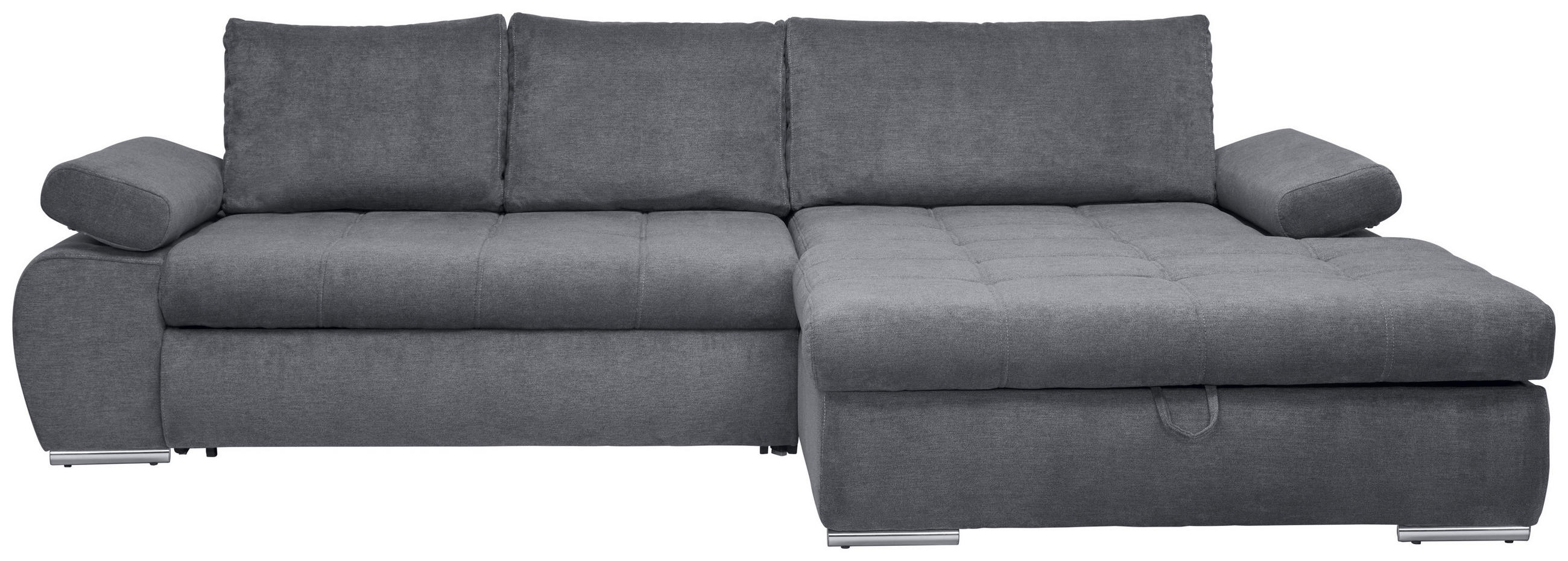 ECKSOFA Grau Flachgewebe  - Chromfarben/Weiß, Design, Kunststoff/Textil (294/173cm) - Carryhome