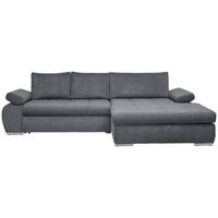 ECKSOFA Grau Flachgewebe  - Chromfarben/Weiß, Design, Kunststoff/Textil (294/173cm) - Carryhome