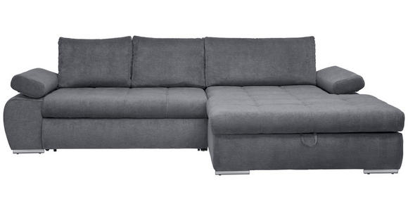 ECKSOFA Grau Flachgewebe  - Chromfarben/Weiß, Design, Kunststoff/Textil (294/173cm) - Carryhome