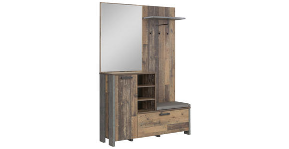 GARDEROBE  in 132/201/42 cm  - Dunkelgrau, Trend, Glas/Leder (132/201/42cm) - Carryhome