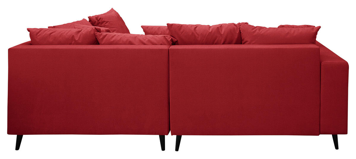 Ecksofa inkl. Hocker in Mikrofaser Rot  - Rot/Schwarz, Design, Holz/Textil (247/174cm) - MID.YOU