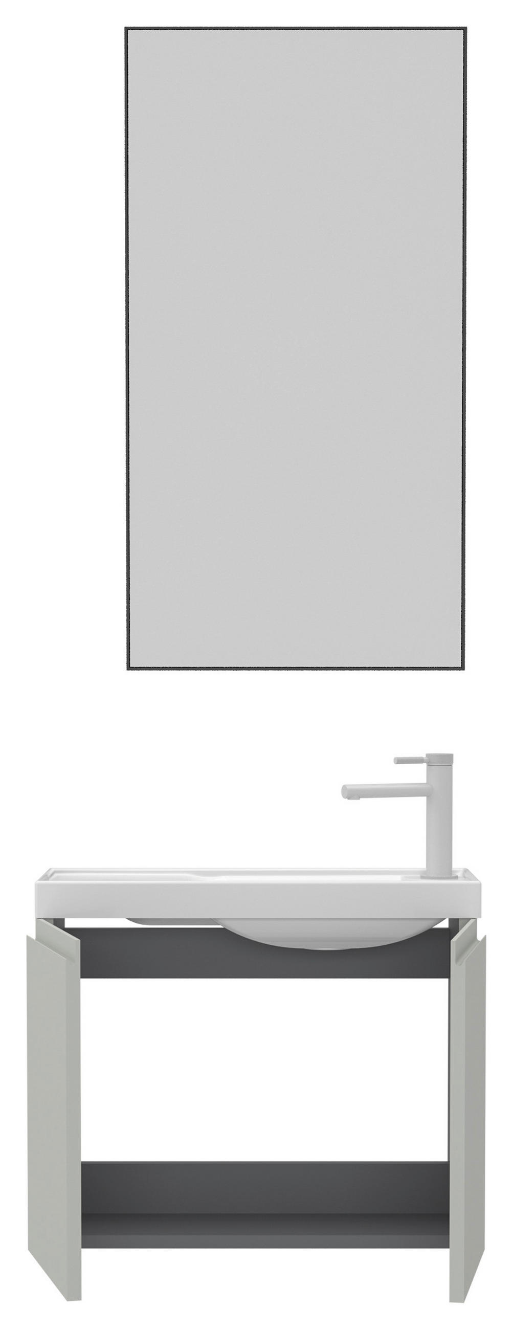BADEZIMMER 3-teilig  in  - Kaschmir/Weiß Hochglanz, MODERN, Keramik/Holzwerkstoff (60/140/22cm) - MID.YOU
