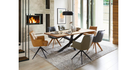 ESSTISCH in Holz 200/100/75 cm  - Eichefarben/Schwarz, LIFESTYLE, Holz/Metall (200/100/75cm) - Linea Natura