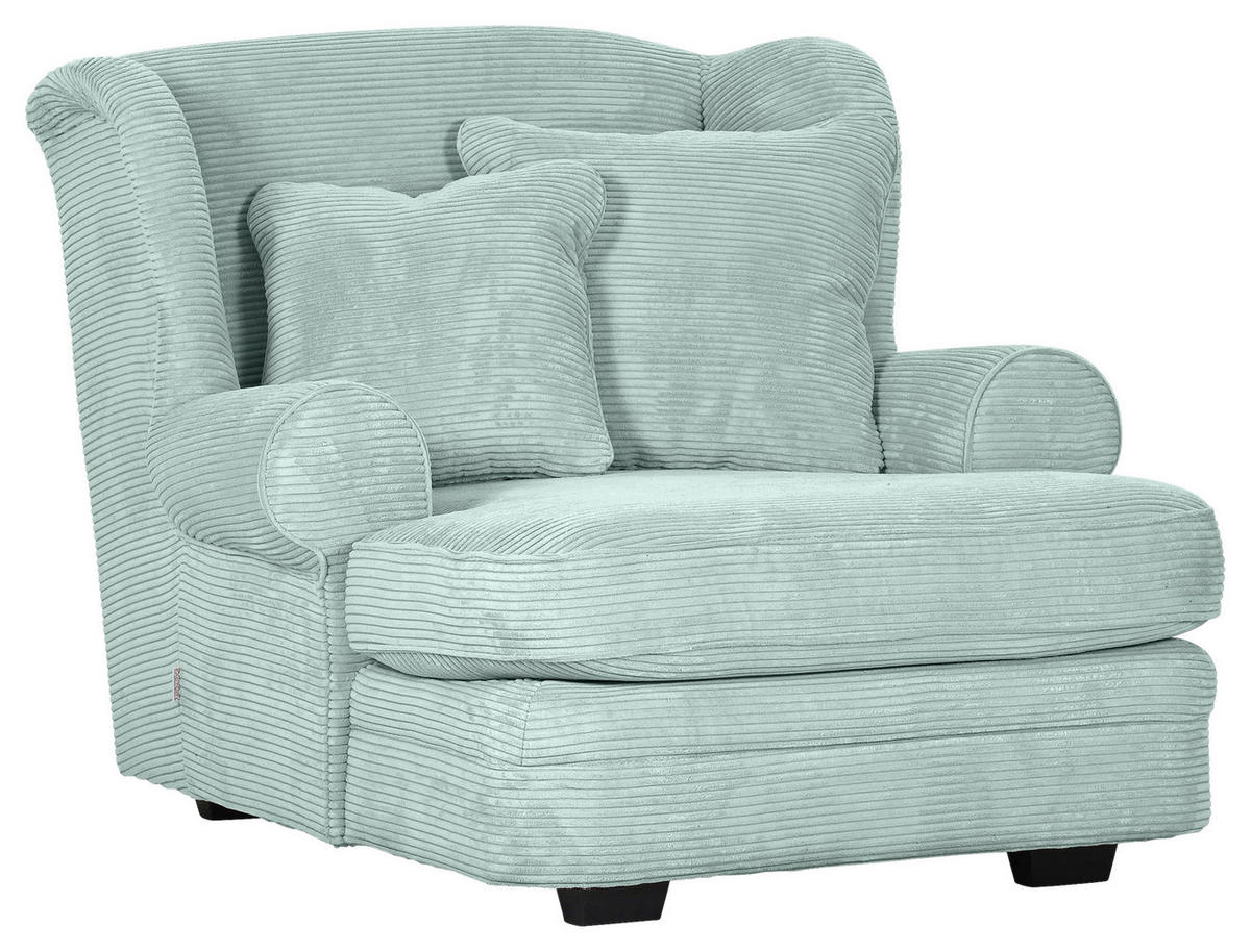 XXL-SESSEL in Cord Mintgrün  - Beige/Dunkelbraun, Design, Holz/Textil (121/100/140cm) - Ambia Home