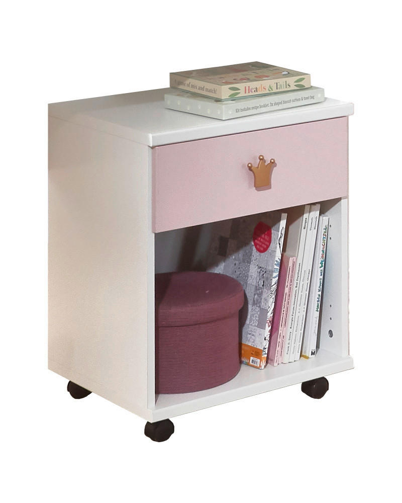 PREDALNIK NA KOLESCIH  roza, bela  - zlate barve/roza, Konvencionalno, umetna masa/leseni material (46/58/40cm) - Ti'me