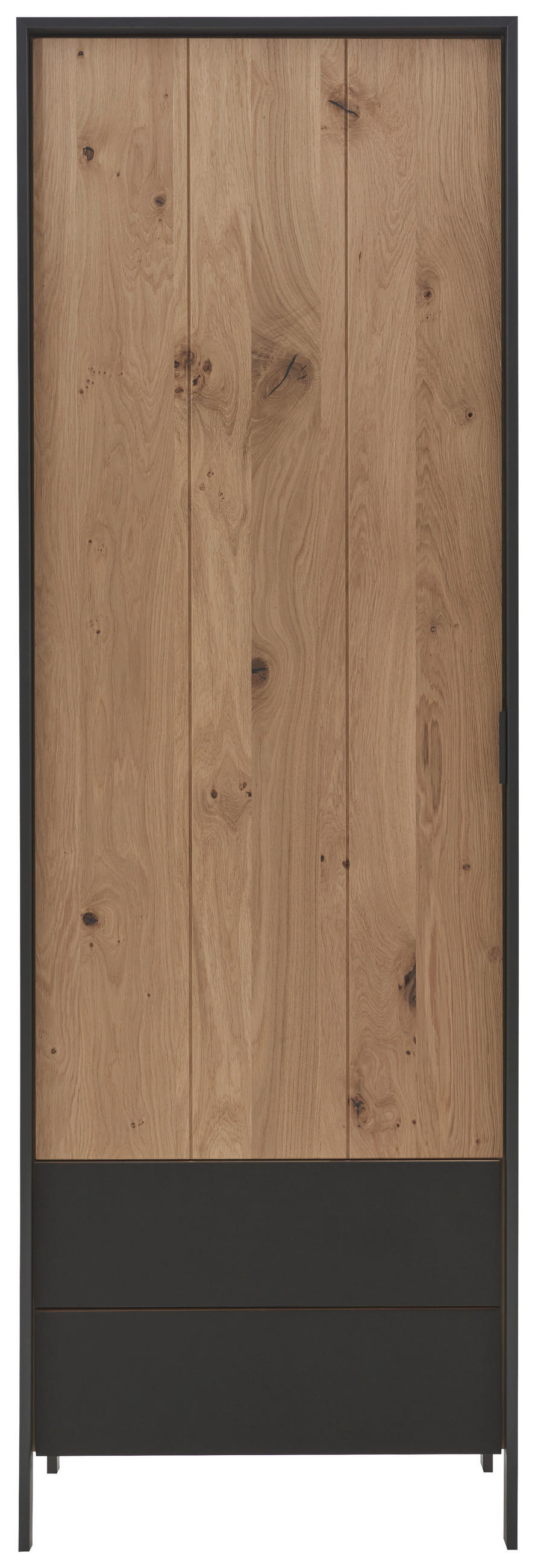 GARDEROBENSCHRANK 65/199,1/44,6 cm  - Eichefarben/Graphitfarben, Natur, Glas/Holz (65/199,1/44,6cm) - Valdera