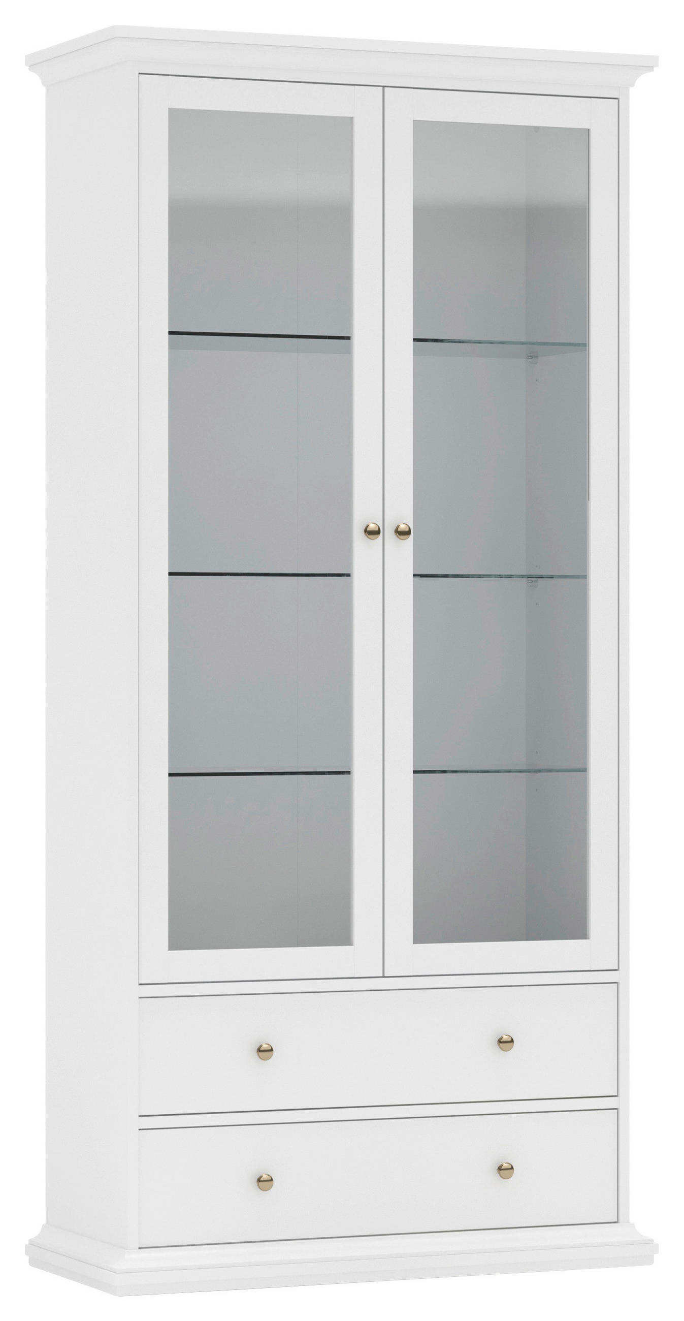 VITRINSKÅP i vit  - vit/mässingsfärgad, Design, metall/trämaterial (96,2/200,8/46,1cm) - Hom`in