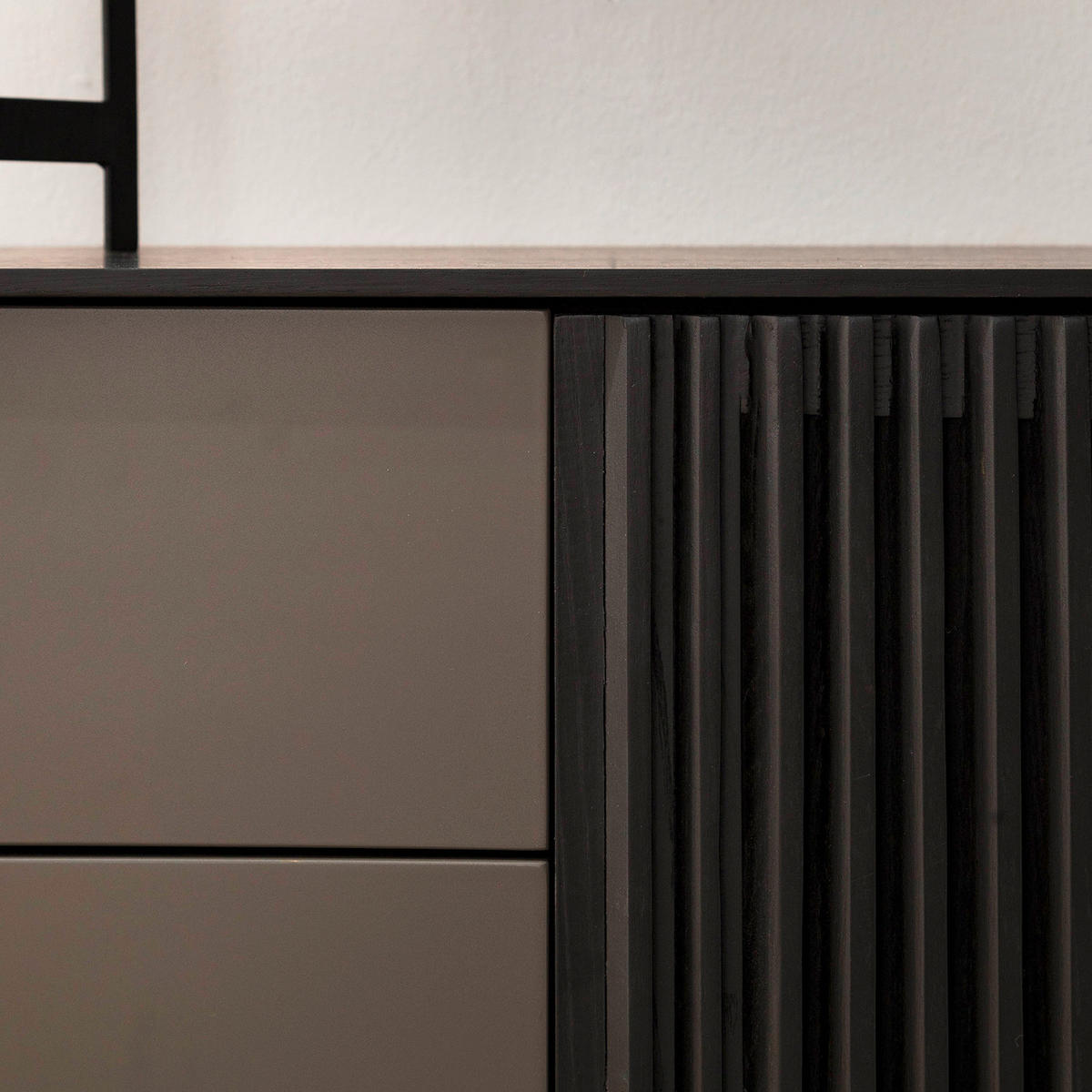 SIDEBOARD antracit, svart  160/82/45 cm  - svart/antracit, Design, metall/trämaterial (160/82/45cm) - home24