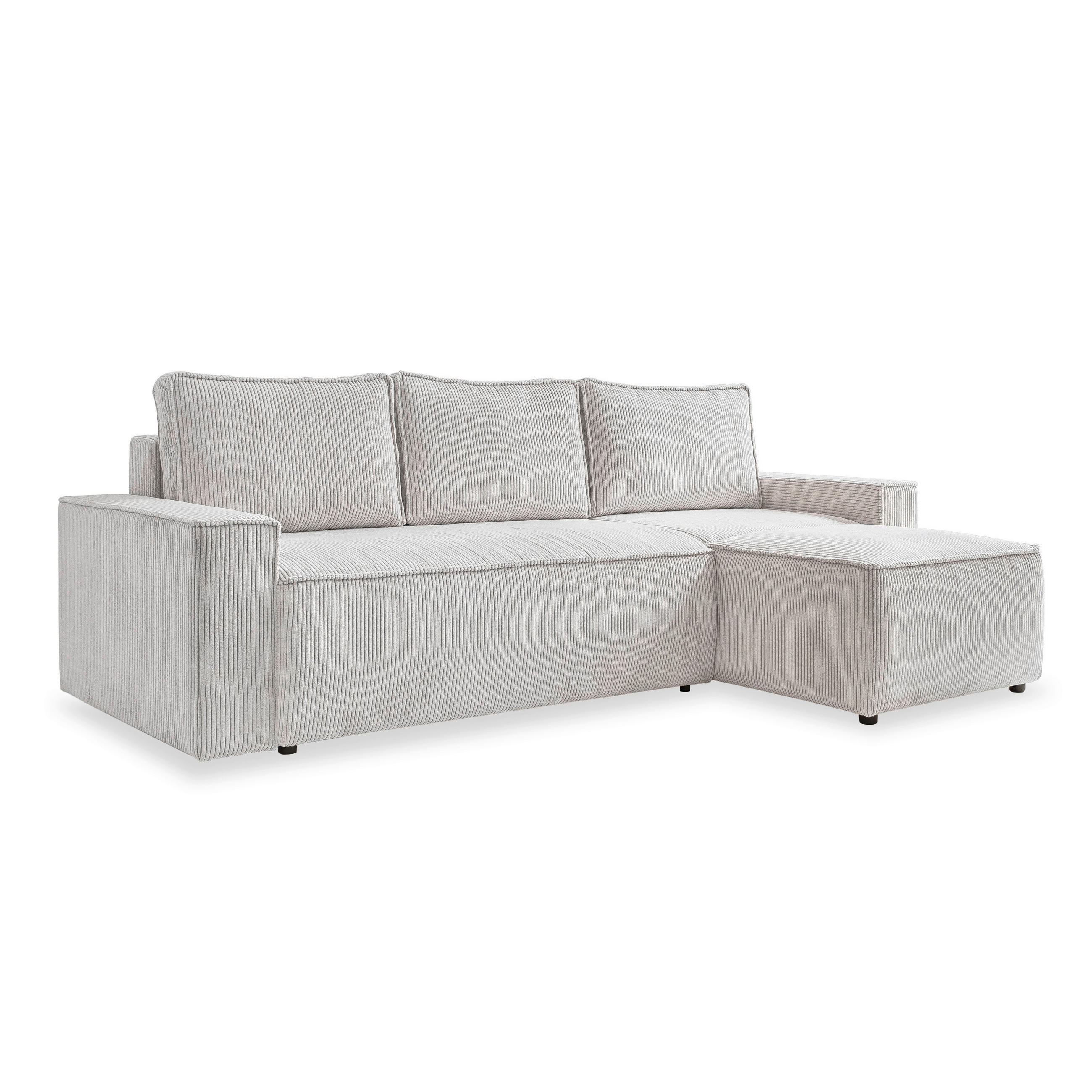 ECKSOFA Beige Cord  - Beige/Schwarz, Design, Kunststoff/Textil (250/156cm) - MID.YOU