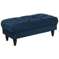HOCKER Velours Dunkelblau  - Schwarz/Dunkelblau, Design, Holz/Textil (110/44/56cm) - MID.YOU